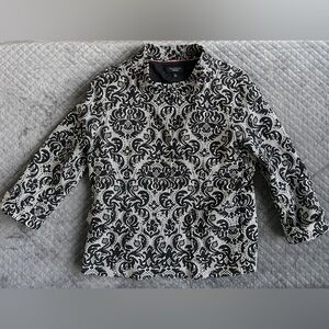 Talbots Black Ivory Baroque Jacket Size 12 Structured Blazer